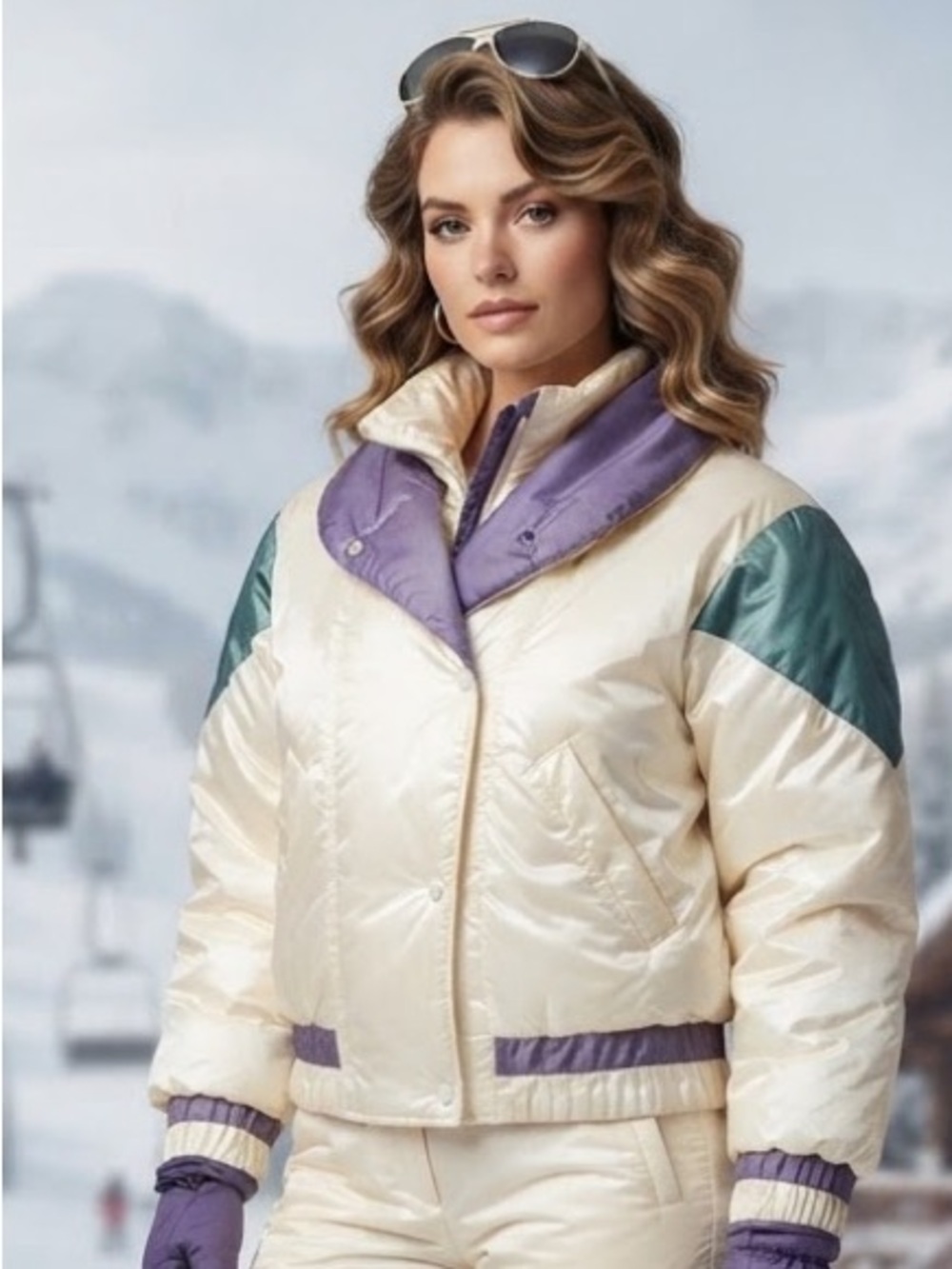 Vintage Hot Music Ski Jacket Color Block 80’s Retro Size M Snowboard Wintersport